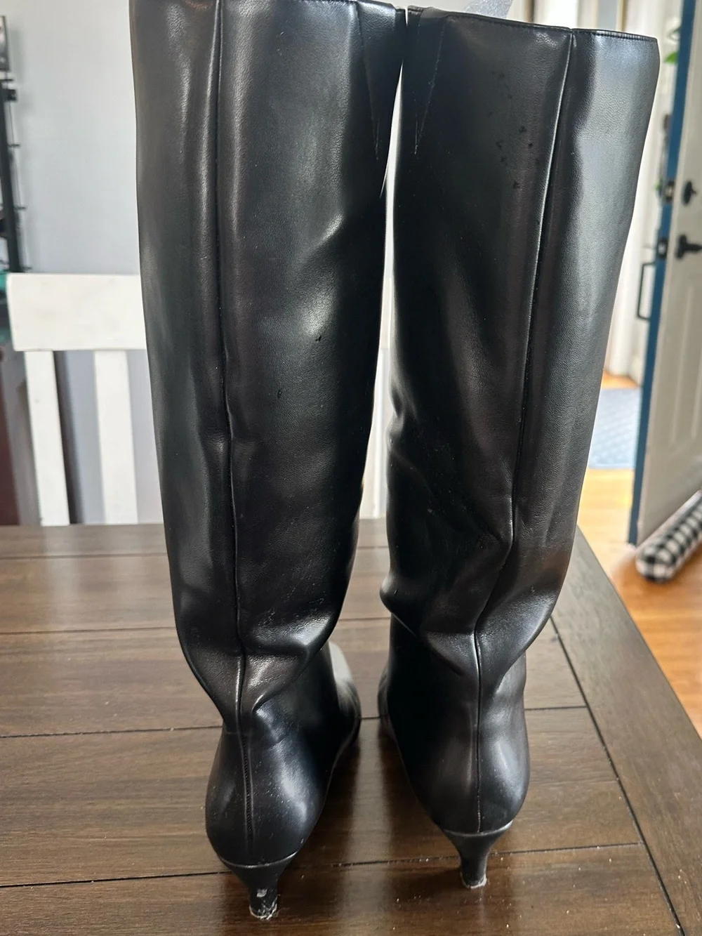 🍁Classic Black Knee-High faux Leather Boots🍁